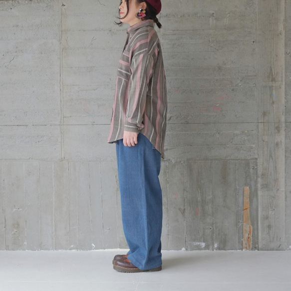 【人気商品復刻】草木染めコットンオーバーシャツ（20w-012）グレー 6枚目の画像