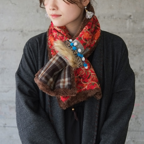 Susanni Eco Fur Snood (21w-025) 紅色 第4張的照片