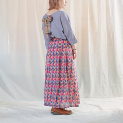 彩色玻璃花紋長裙（21s-03）粉紅色 第5張的照片