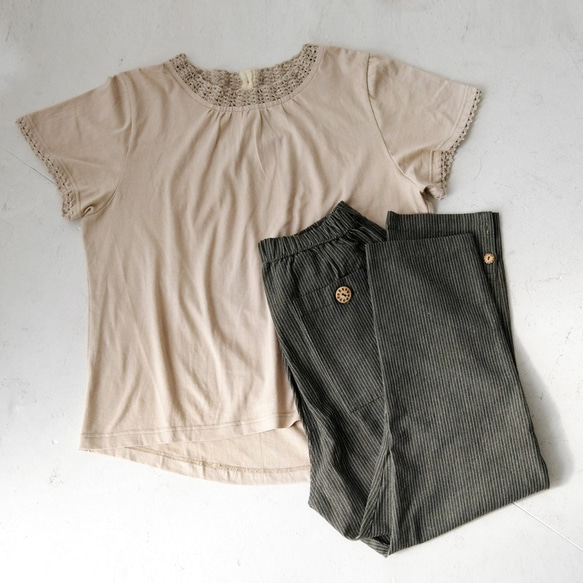 『夏の福袋』Tシャツ＋パンツの2点セット（S,BE/OV） 4枚目の画像