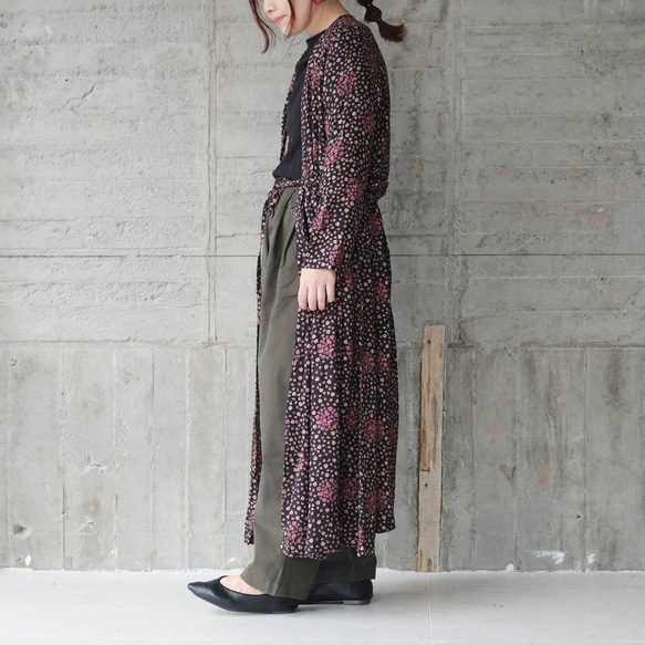 最後1分！ Rayon Total Pattern Cache-coeur 連衣裙 (21w-02) 黑色 第6張的照片