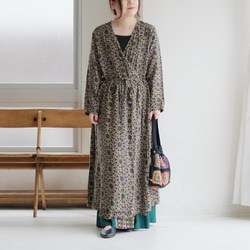 レーヨン総柄カシュクールワンピース（21w-02）ブラウン ワンピース