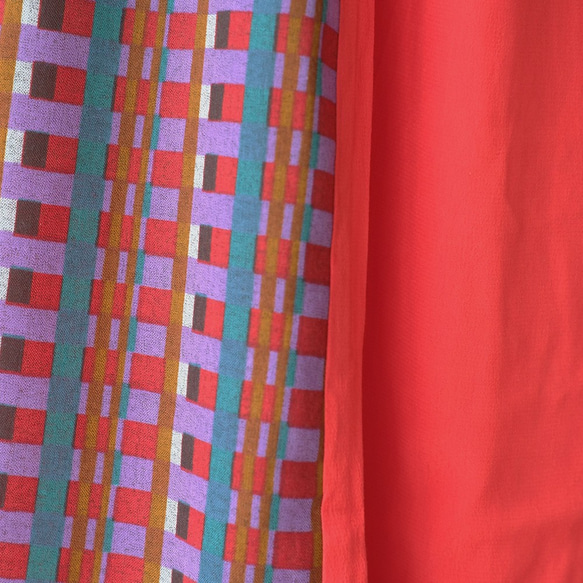 【ラスト1点】ビスコース×チェック柄ロングスカート（21w-10）ポピーレッド 10枚目の画像