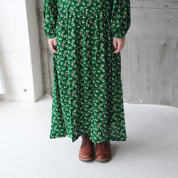 後背蝴蝶結燈籠袖連衣裙 (21w-06) 冬青綠 第7張的照片