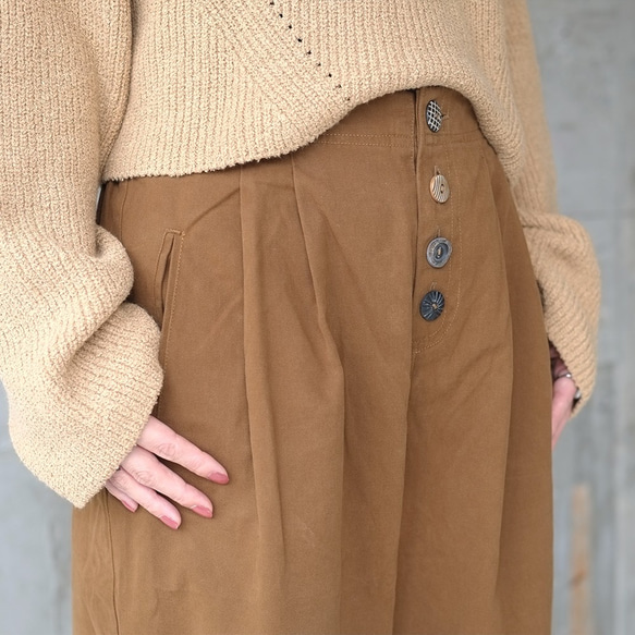 Bone Button Easy Pants (21w-11) 駝色 第8張的照片