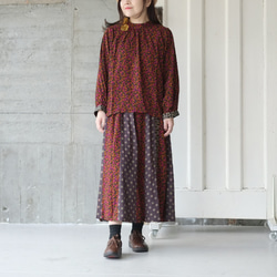 [Last item] Floral x Polka Dot Patchwork Long Skirt (21w-15) Ora 第5張的照片
