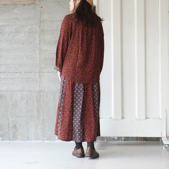 [Last item] Floral x Polka Dot Patchwork Long Skirt (21w-15) Ora 第6張的照片