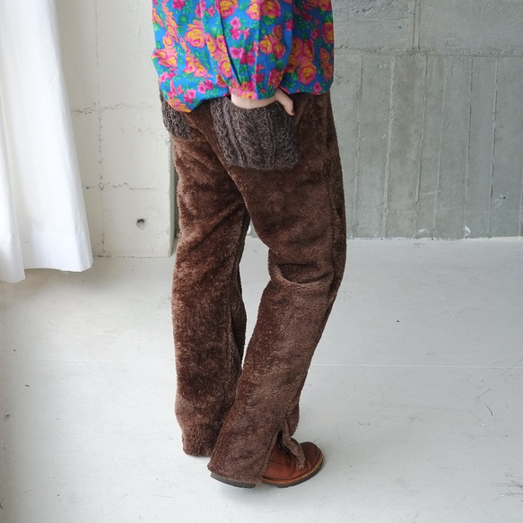エコファーフリースフレアパンツ（21w-19）ダークブラウン ロング