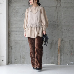 環保抓絨喇叭褲（21w-19）深棕色 第2張的照片