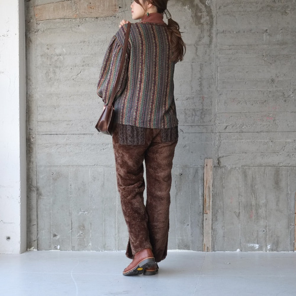 環保抓絨喇叭褲（21w-19）深棕色 第5張的照片