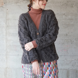 馬海毛羊毛針織開衫 (21w-20) 木炭 第2張的照片