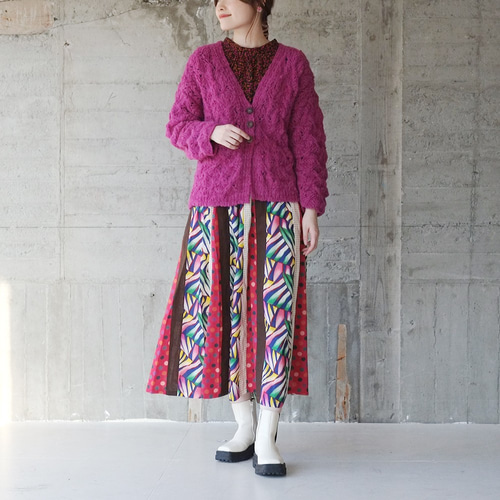 モヘアウールニットカーディガン（21w-20）ラズベリー ニット