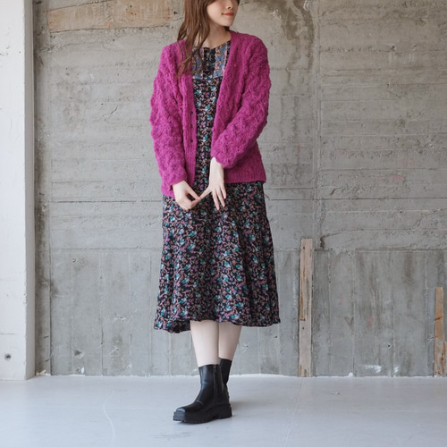 モヘアウールニットカーディガン（21w-20）ラズベリー ニット