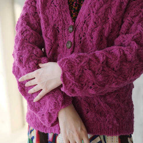 モヘアウールニットカーディガン（21w-20）ラズベリー ニット