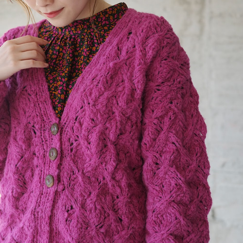 モヘアウールニットカーディガン（21w-20）ラズベリー ニット