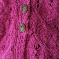 馬海毛羊毛針織開衫 (21w-20) 覆盆子 第10張的照片