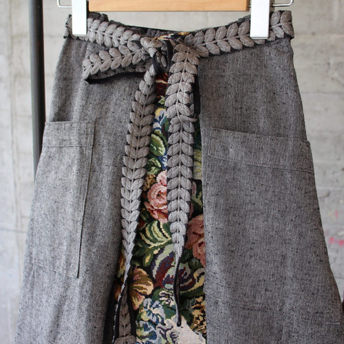 ウエストリボン ゴブランスカート（19w-009）グレー フレアスカート