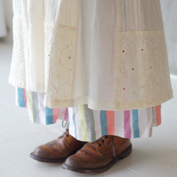 七彩條紋長裙（20s-002）白色 第9張的照片
