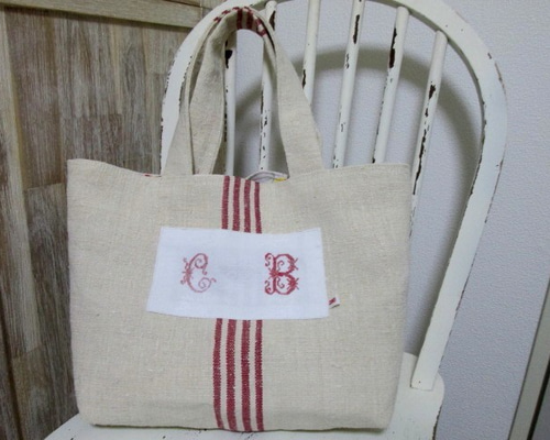 アンティークホームスパングレインサックリネン ラズベリーと