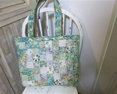 リバティパッチワーク カンタキルト（刺し子キルト）のトート