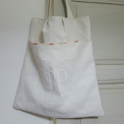 フランスアンティーク 麻袋 グレインサック リネン ブルーライン グレインサック ネイビー - アンティークファブリック専門店