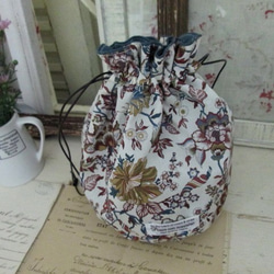 HandWork　リバティ　Christelle クリステルのFigueSAC　巾着ポーチ 3枚目の画像