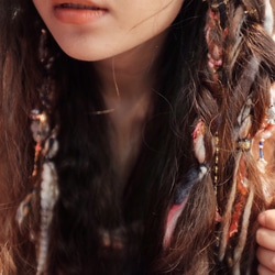 Gypsy hair tie, hair rope,吉普賽髮圈髮帶, party hair piece, boho 第5張的照片