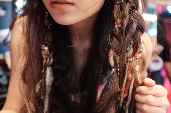 Gypsy hair tie, hair rope,吉普賽髮圈髮帶, party hair piece, boho 第5張的照片