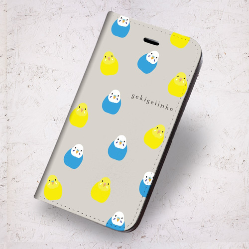 ♢iPhone12mini ケース 手帳型 ホワイト セキセイインコ 花柄 楽天市場