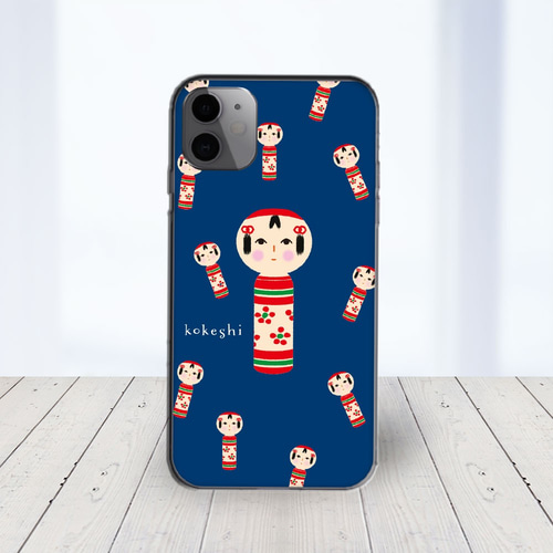 iPhone14 他 Android ほぼ全機種対応 スマホケース ☆こけしちゃん柄