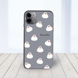 ★AQUOS 他 Android  ほぼ全機種対応 スマホケース ★白文鳥 いつぱい お餅ちゃん グレー 3枚目の画像