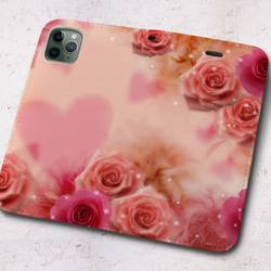 iPhone フラップ無し手帳型ケース ★花バラ-ピンク3 2枚目の画像