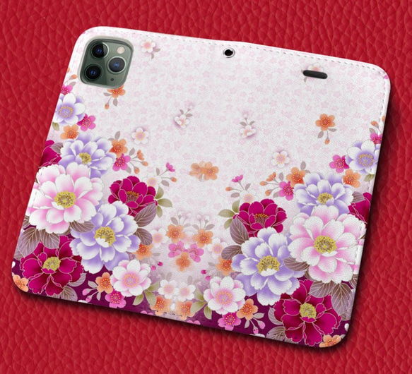 iPhone フラップ無し手帳型ケース ★和柄 華彩 桜 4枚目の画像