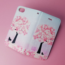 iPhone フラップ無し手帳型ケース ★満開の桜の木 柄 2枚目の画像