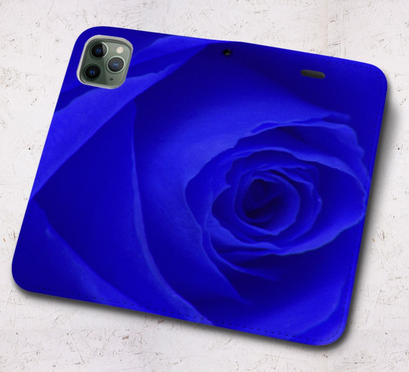 iPhone フラップ無し手帳型ケース ★ローズ-ブルー 2枚目の画像