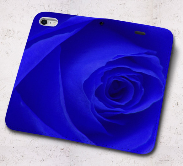 iPhone フラップ無し手帳型ケース ★ローズ-ブルー 3枚目の画像