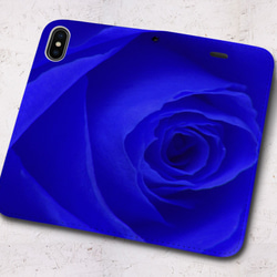 iPhone フラップ無し手帳型ケース ★ローズ-ブルー 4枚目の画像