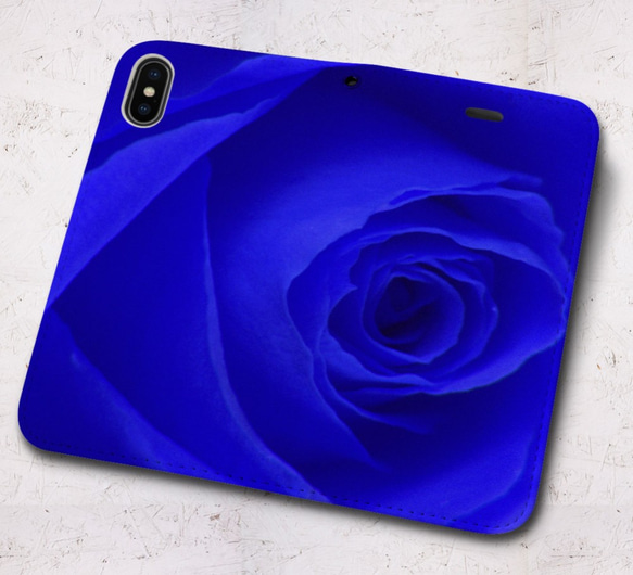 iPhone フラップ無し手帳型ケース ★ローズ-ブルー 4枚目の画像