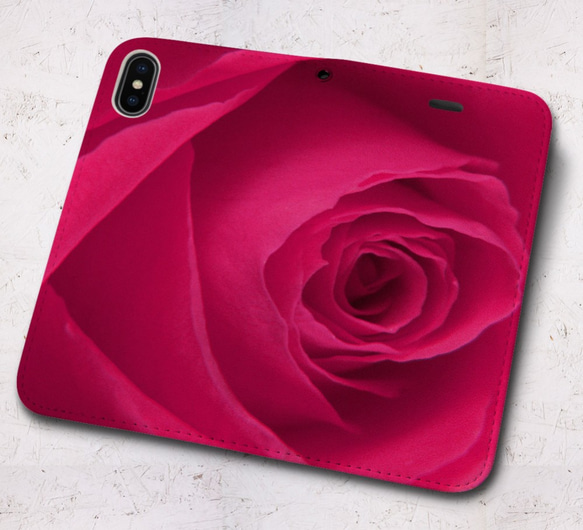 iPhone フラップ無し手帳型ケース ★ローズ-ピンク 4枚目の画像