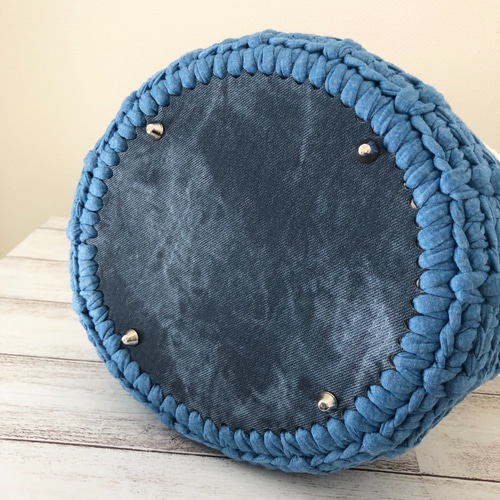 デニムカラー マリン風バンブーマルシェバッグ ロシアヤーン tシャツ  