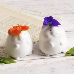 ＜送料無料＞より道ハムスターの花瓶 / Hamster vase set of 2（ かわいい 小さい 陶器 白 ） 1枚目の画像