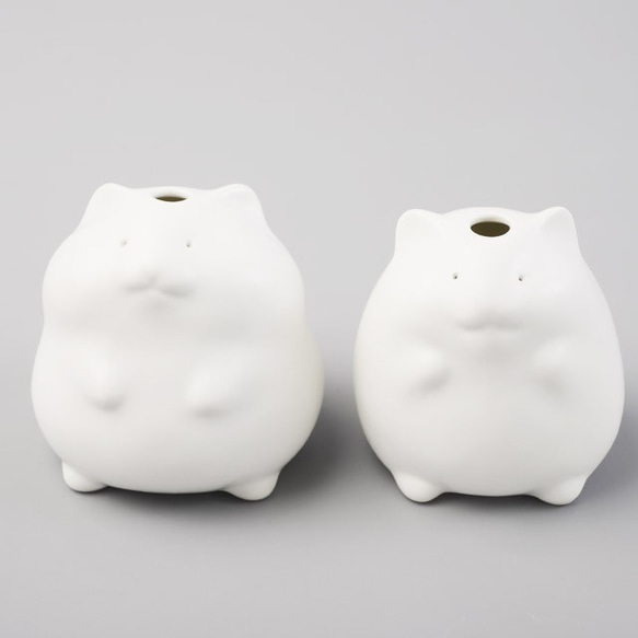 ＜送料無料＞より道ハムスターの花瓶 / Hamster vase set of 2（ かわいい 小さい 陶器 白 ） 3枚目の画像