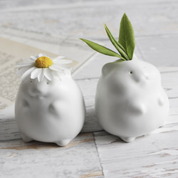 ＜送料無料＞より道ハムスターの花瓶 / Hamster vase set of 2（ かわいい 小さい 陶器 白 ） 5枚目の画像