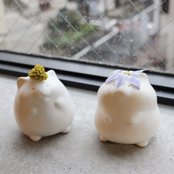 ＜送料無料＞より道ハムスターの花瓶 / Hamster vase set of 2（ かわいい 小さい 陶器 白 ） 7枚目の画像