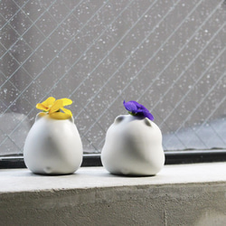 ＜送料無料＞より道ハムスターの花瓶 / Hamster vase set of 2（ かわいい 小さい 陶器 白 ） 9枚目の画像
