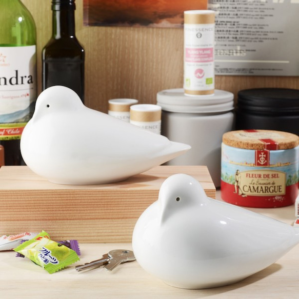 &lt;免費送貨&gt;鴿子容器/鴿子裝飾品（鳥鳥附件存儲陶瓷白） 第2張的照片