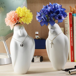 &lt;免費送貨&gt;鸚鵡花瓶/鸚鵡花瓶（鳥鳥花瓶一件陶俑白色） 第1張的照片
