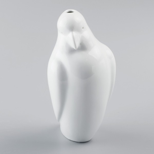 ＜送料無料＞オウムの花瓶 / Parrot Vase（ 鳥 バード 花器 一輪挿し 置物  陶器 白 ） 2枚目の画像