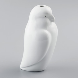 ＜送料無料＞オウムの花瓶 / Parrot Vase（ 鳥 バード 花器 一輪挿し 置物  陶器 白 ） 4枚目の画像