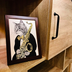 【古典音樂貓肖像畫】薩克斯風 | 古典音樂 | Music Gift | 音樂禮品 第2張的照片